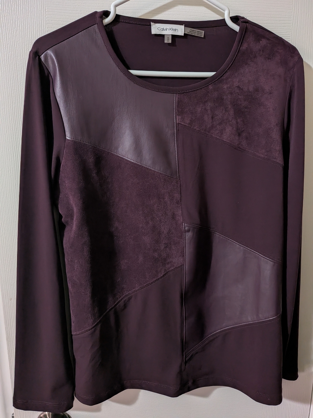 Calvin Klein Women's Plum Patchwork Long-Sleeve Top